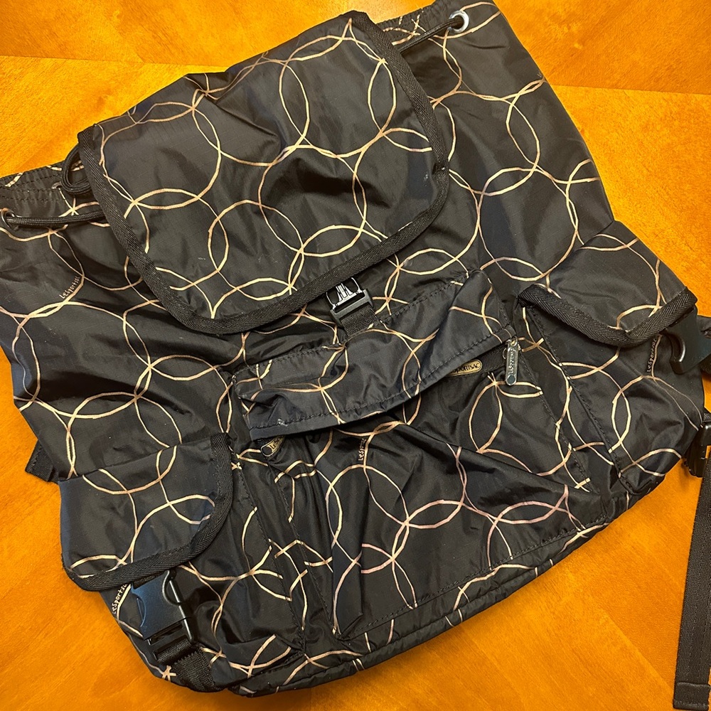Lesportsac Black and Gold Backpack